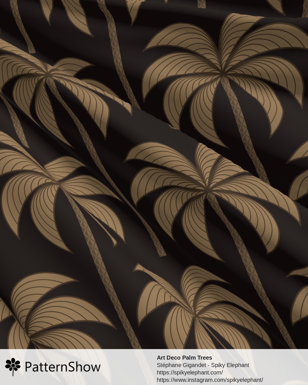 Art Deco Palm Trees - Luxury Black Gold Moody Dark Golden Brown