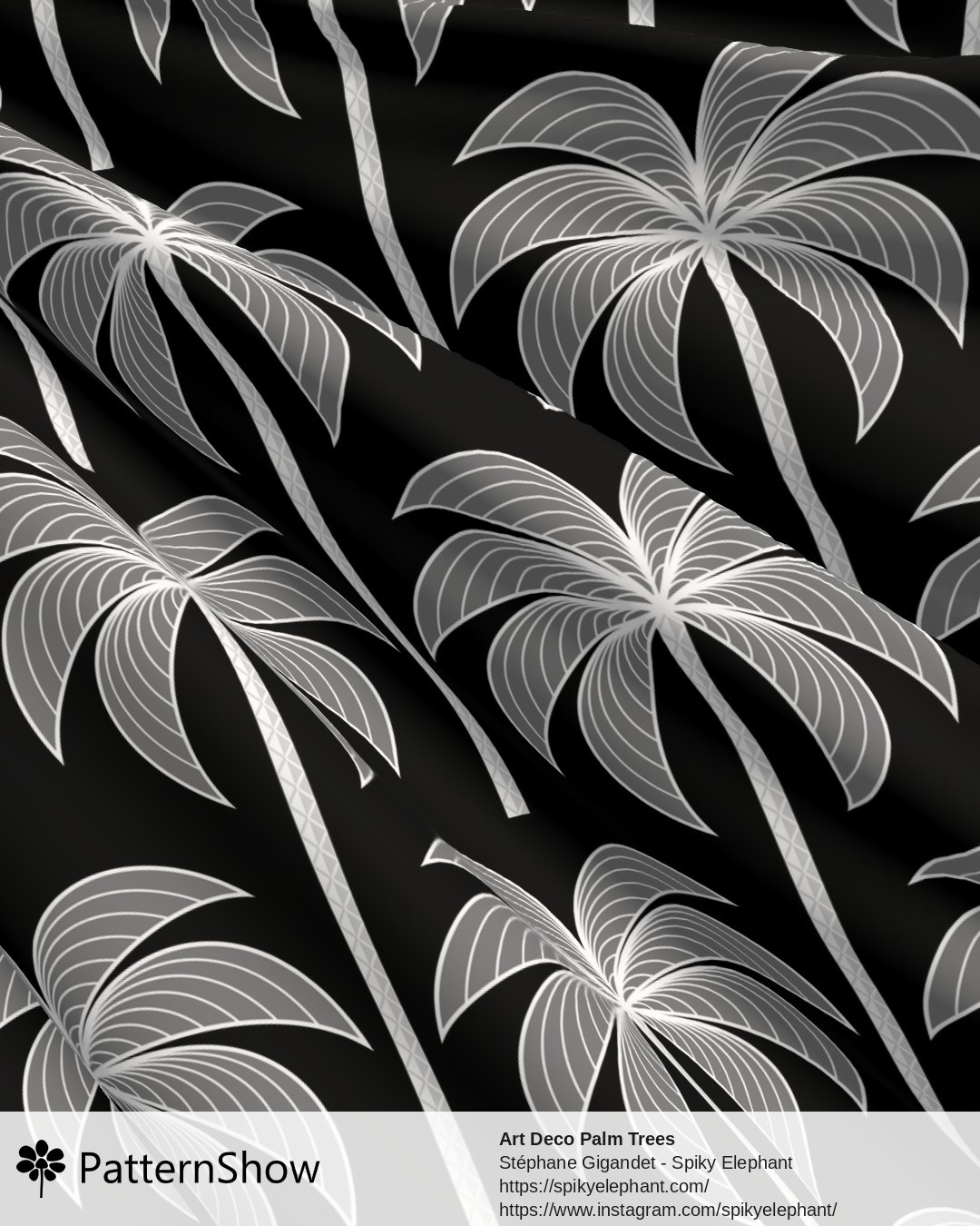 Art Deco Palm Trees - Black and White
