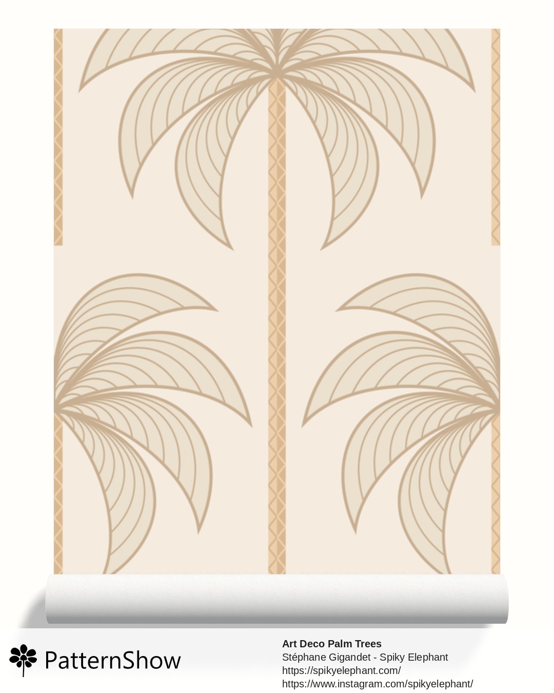 Art Deco Palm Trees wallpaper - Warm Neutral Tan Earthy Sand Taupe Beige