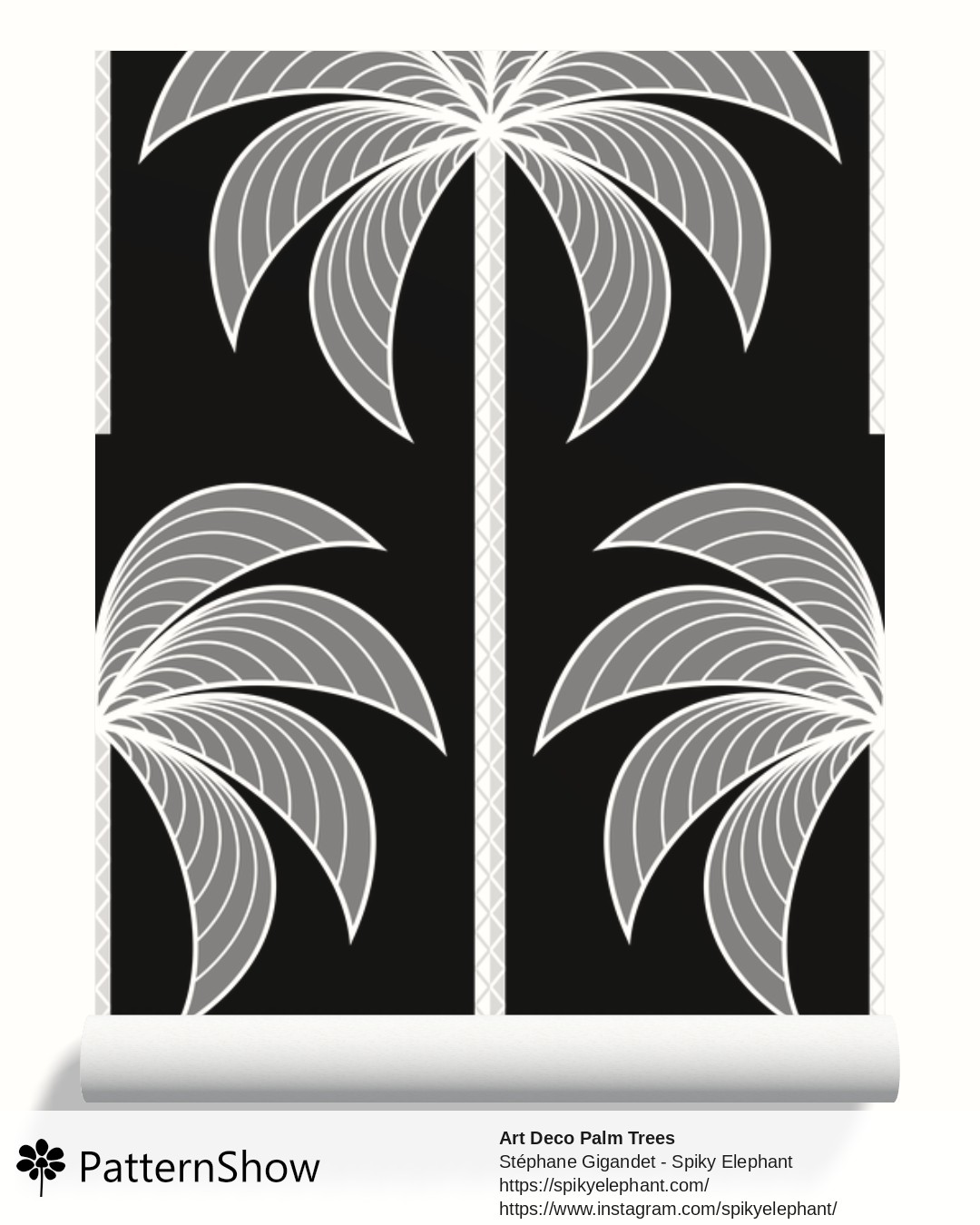 Art Deco Palm Trees wallpaper - Black and White