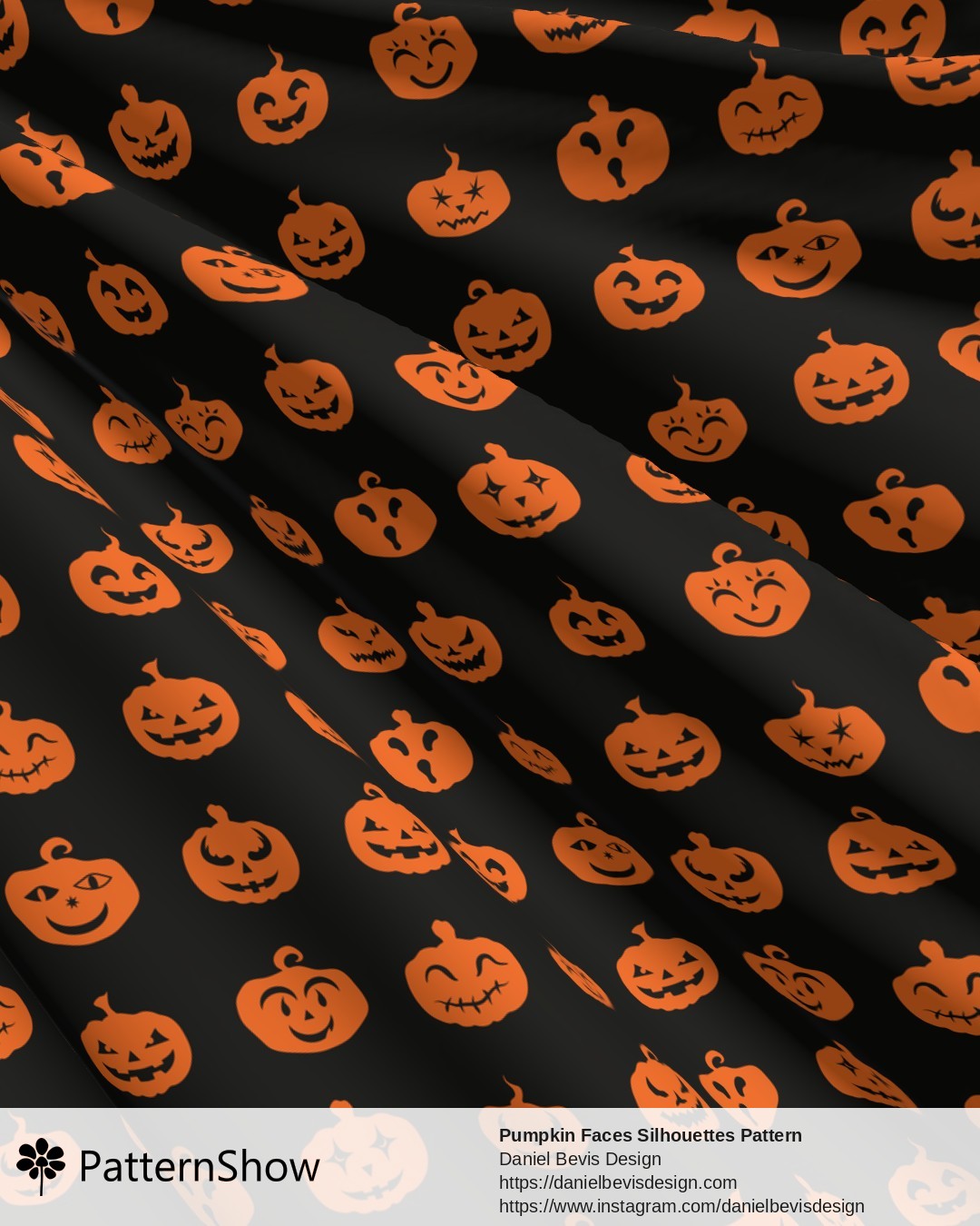 Pumpkin Faces Silhouettes Pattern - Pumpkin Orange and Black