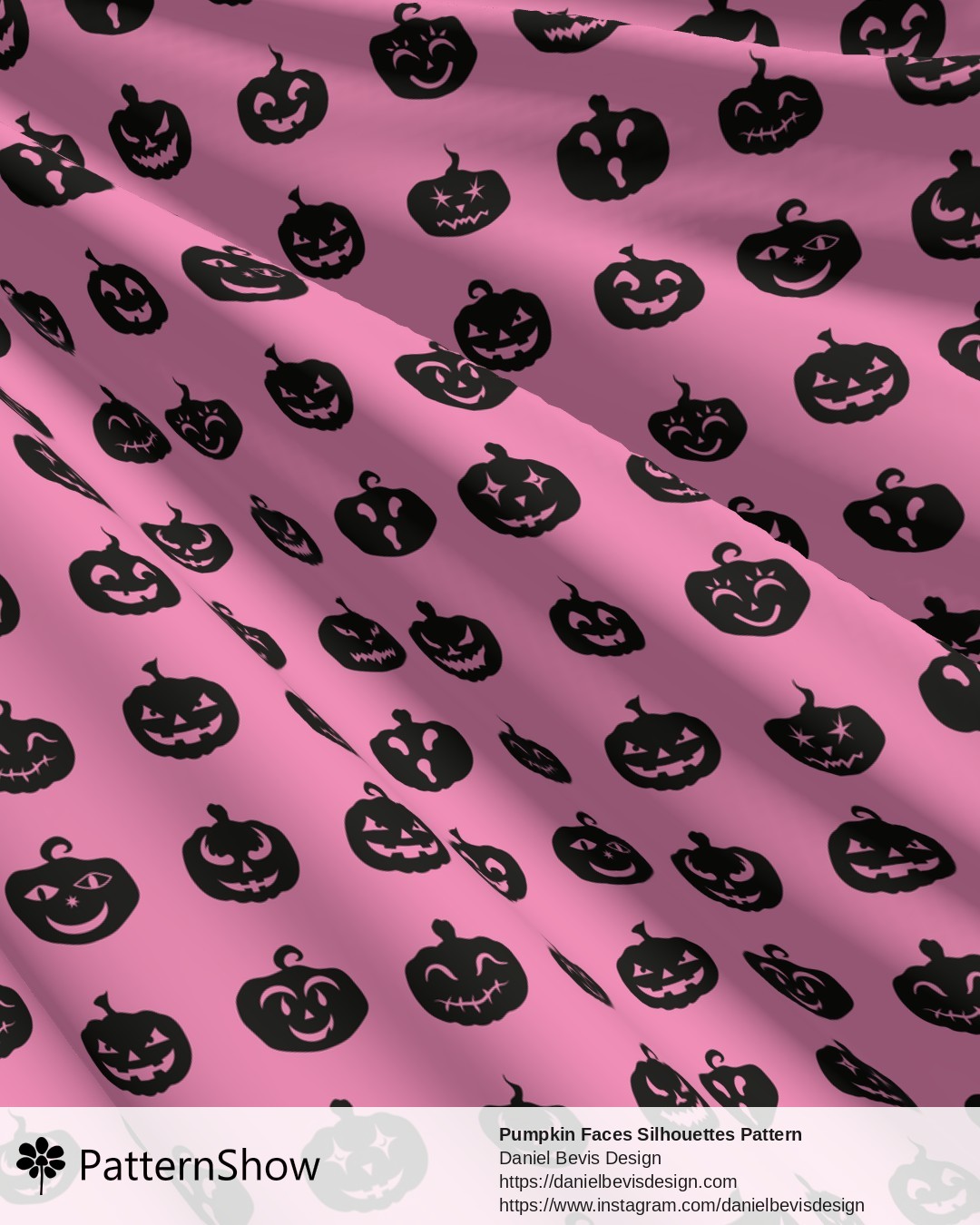 Pumpkin Faces Silhouettes Pattern - Pretty Pink and Black
