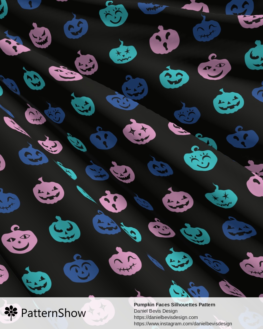 Pumpkin Faces Silhouettes Pattern - Fairy Water Magic & Black
