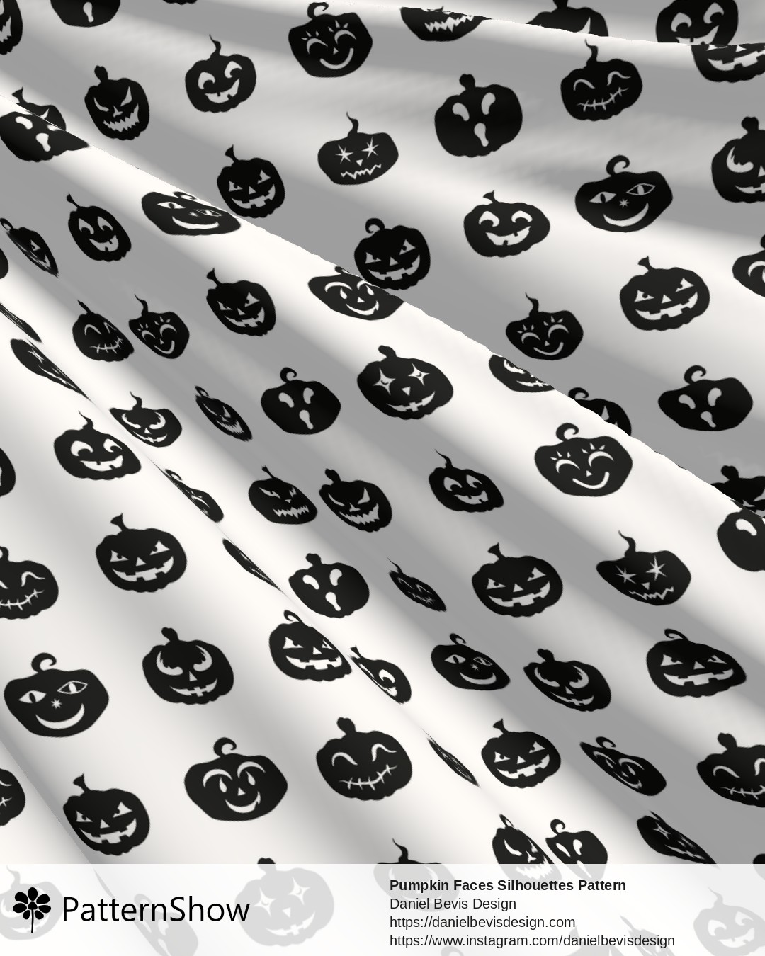 Pumpkin Faces Silhouettes Pattern - Black and White