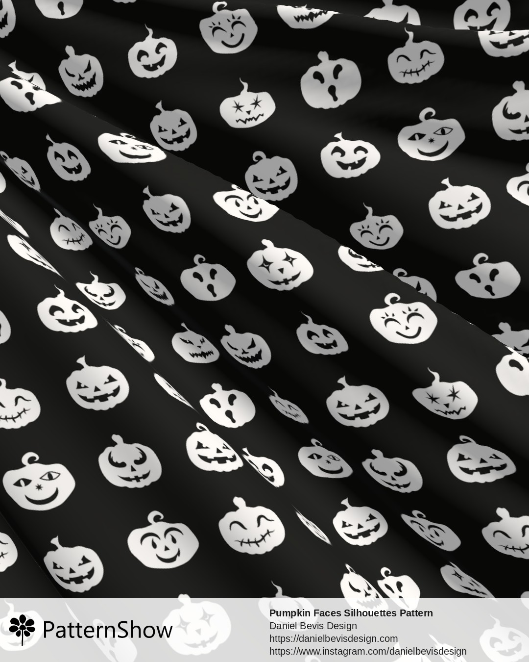 Pumpkin Faces Silhouettes Pattern - Black and White Inverse