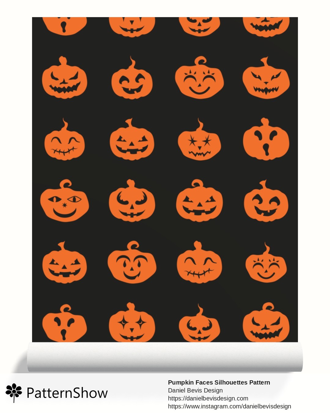 Pumpkin Faces Silhouettes Pattern wallpaper - Pumpkin Orange and Black
