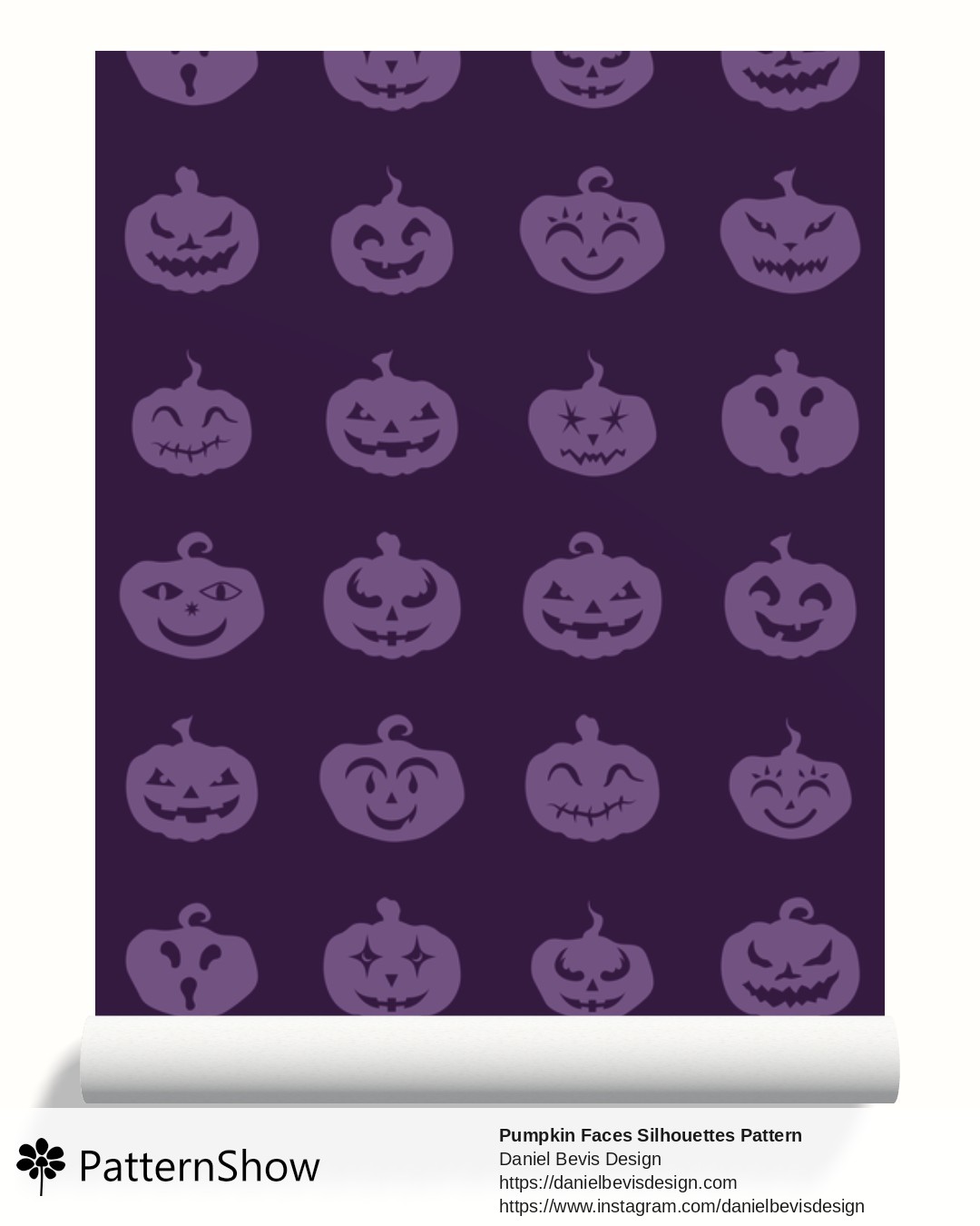 Pumpkin Faces Silhouettes Pattern wallpaper - Deep Purple Magic