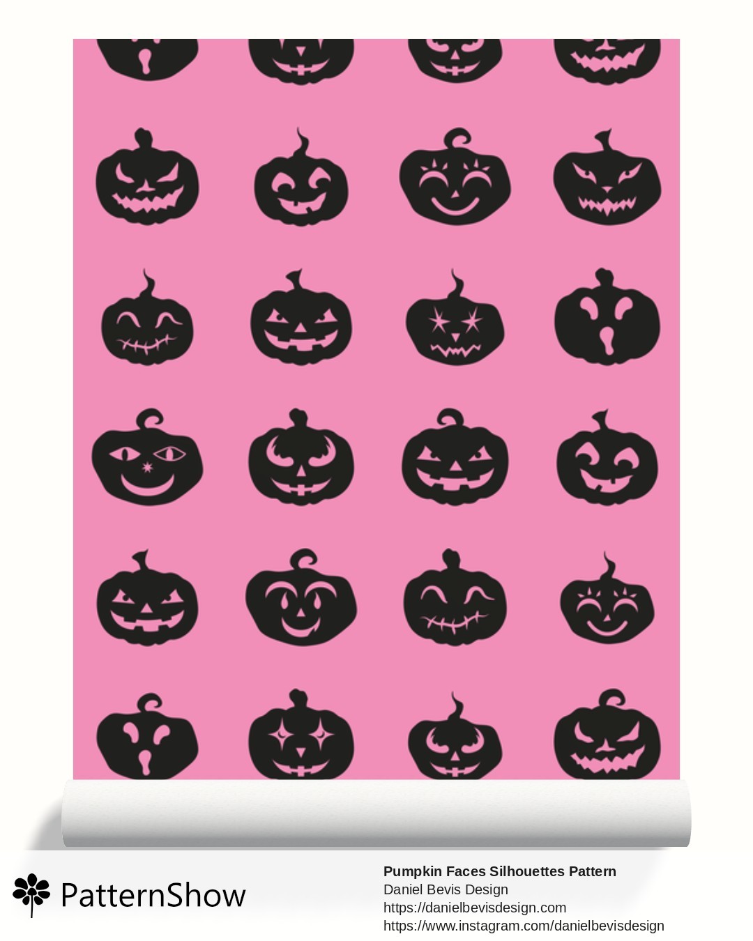 Pumpkin Faces Silhouettes Pattern wallpaper - Pretty Pink and Black