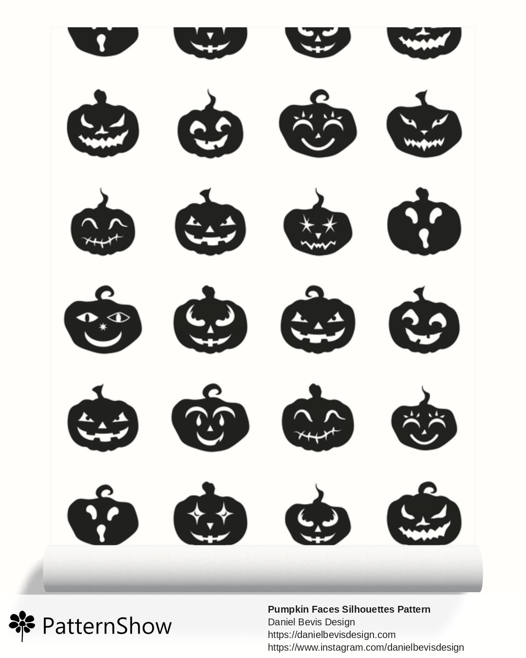 Pumpkin Faces Silhouettes Pattern wallpaper - Black and White