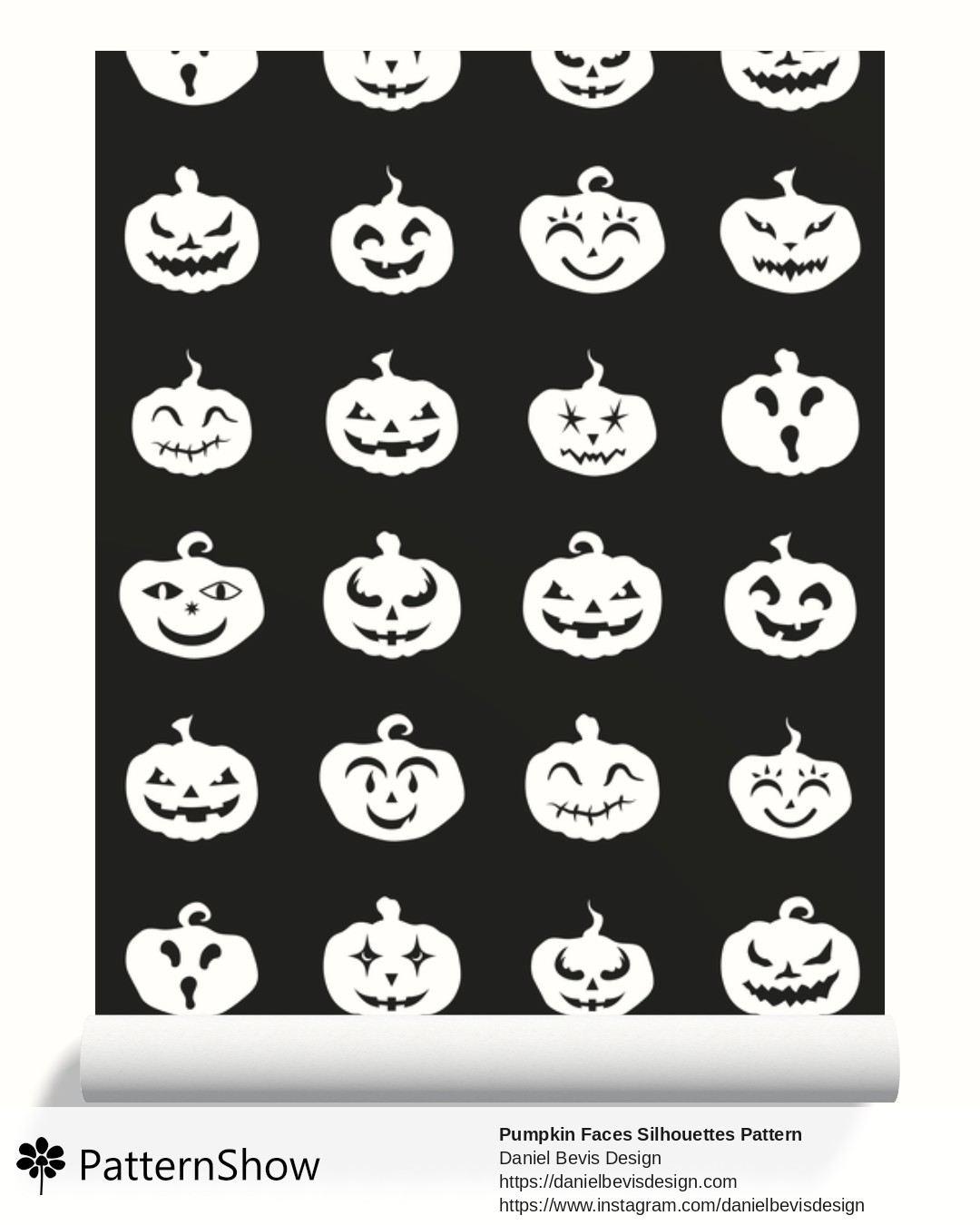 Pumpkin Faces Silhouettes Pattern wallpaper - Black and White Inverse