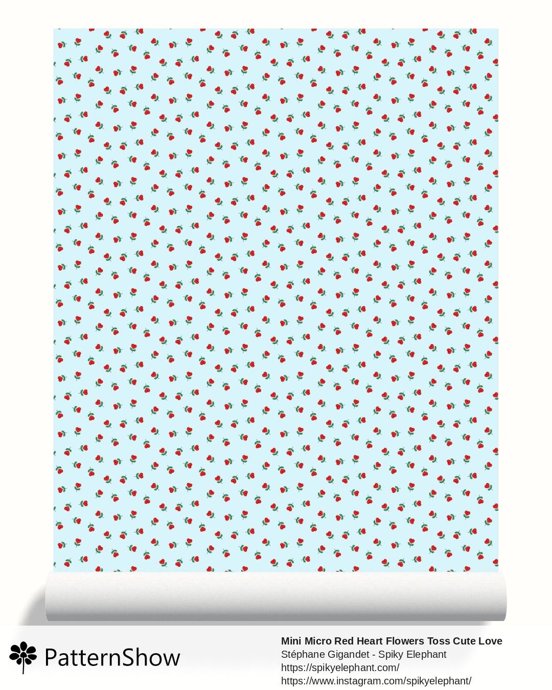 Mini Micro Red Heart Flowers Toss Cute Love Valentine Scatter wallpaper - Light Baby Blue