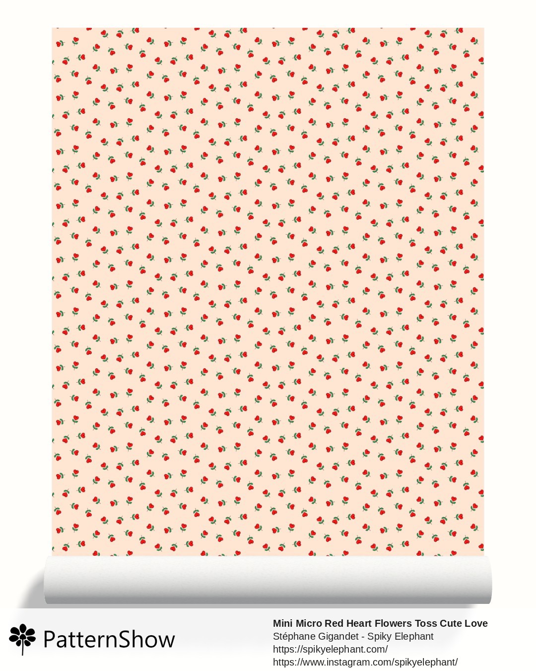 Mini Micro Red Heart Flowers Toss Cute Love Valentine Scatter wallpaper - Pastel Peach