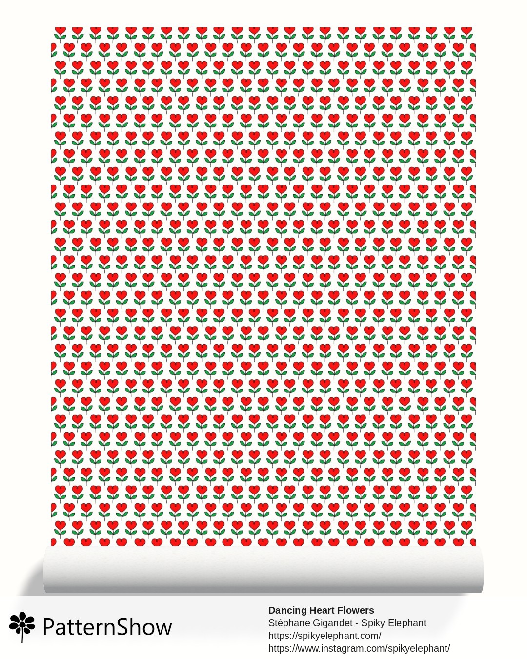 Dancing Heart Flowers wallpaper - Red Green White
