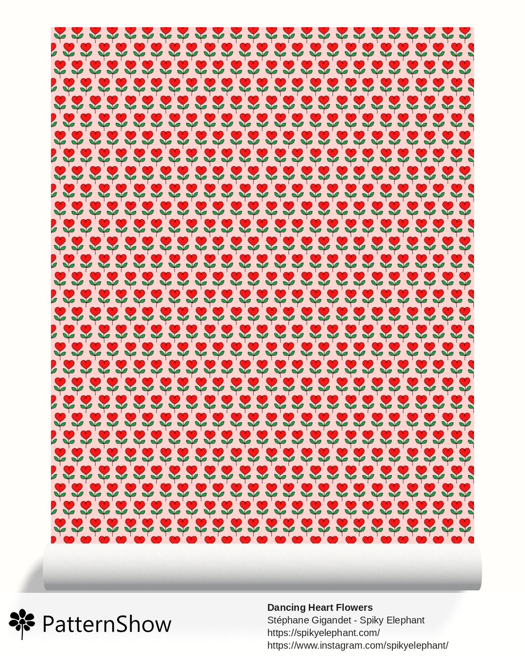 Dancing Heart Flowers wallpaper - Red Pastel Pink