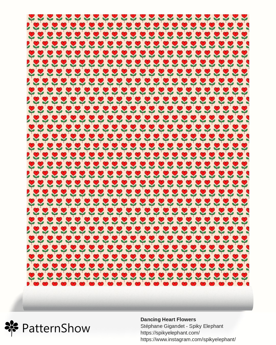 Dancing Heart Flowers wallpaper - Red Soft Peach Fuzz