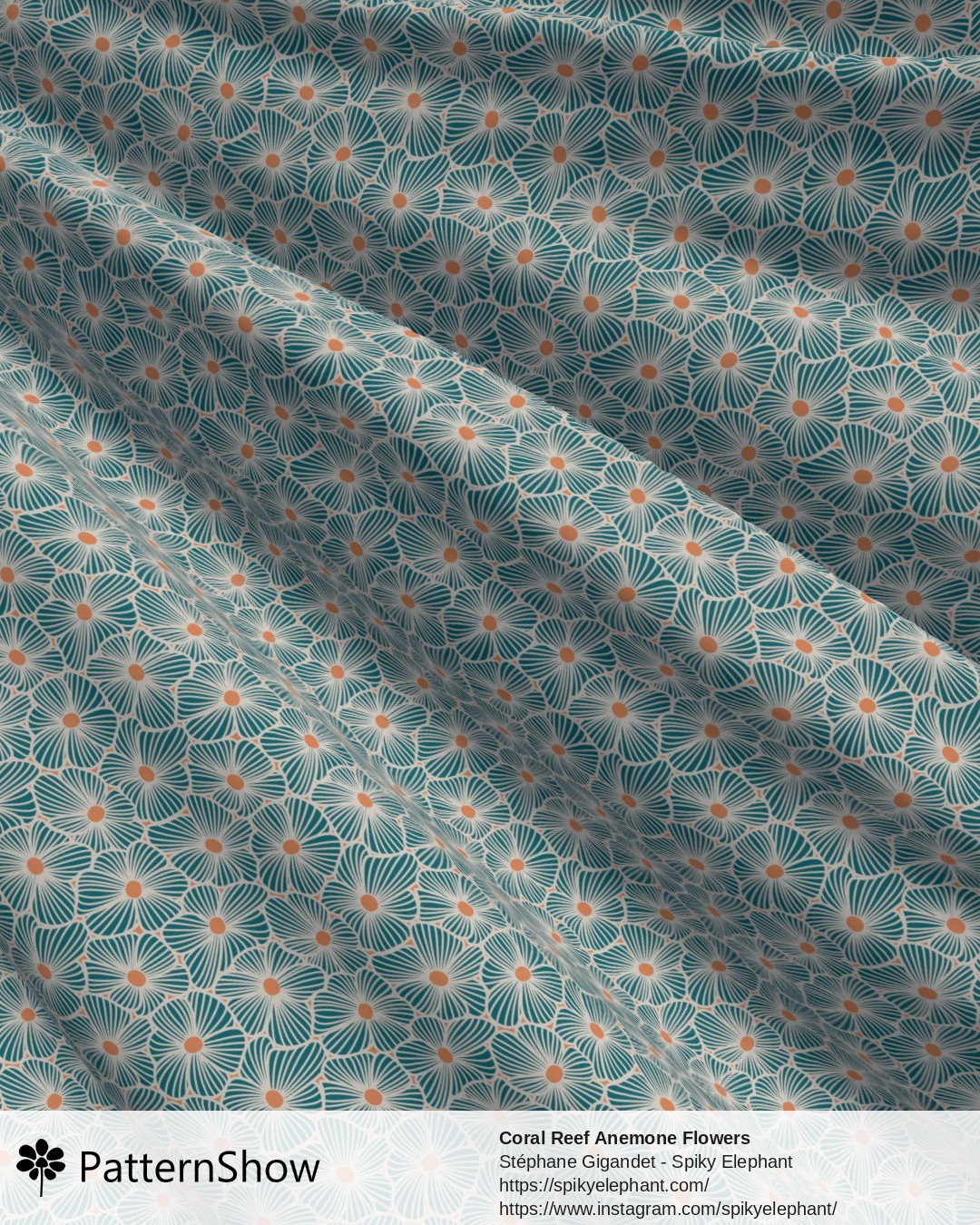 Coral Reef Anemone Flowers - Teal White Orange