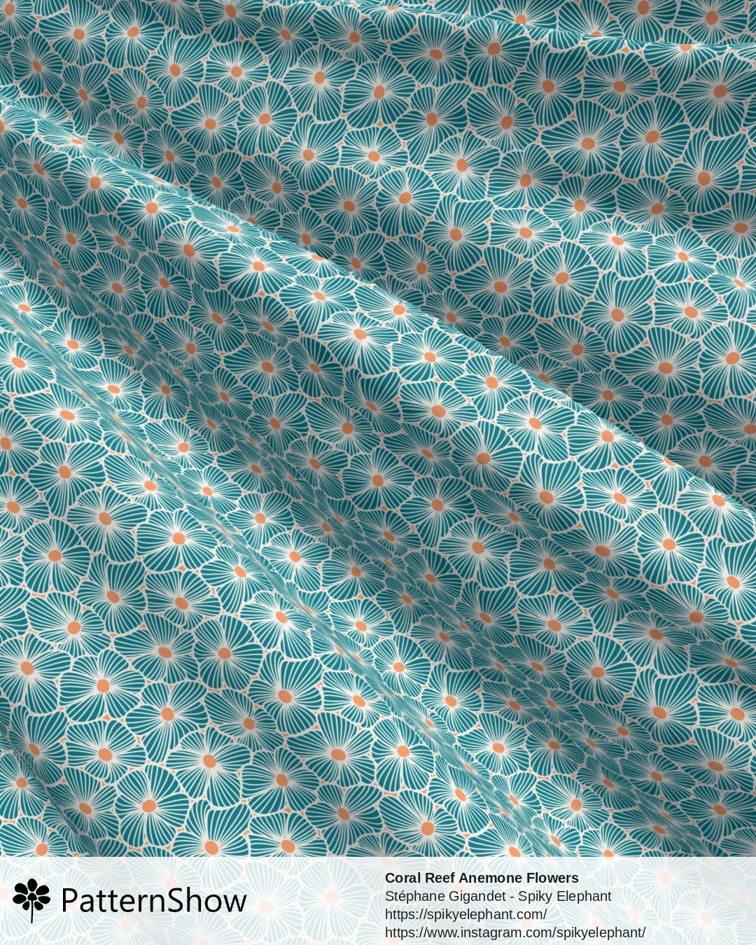 Coral Reef Anemone Flowers - Teal White Orange