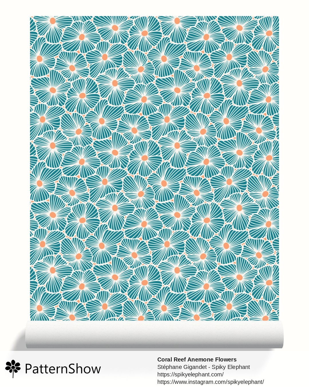 Coral Reef Anemone Flowers wallpaper - Teal White Orange
