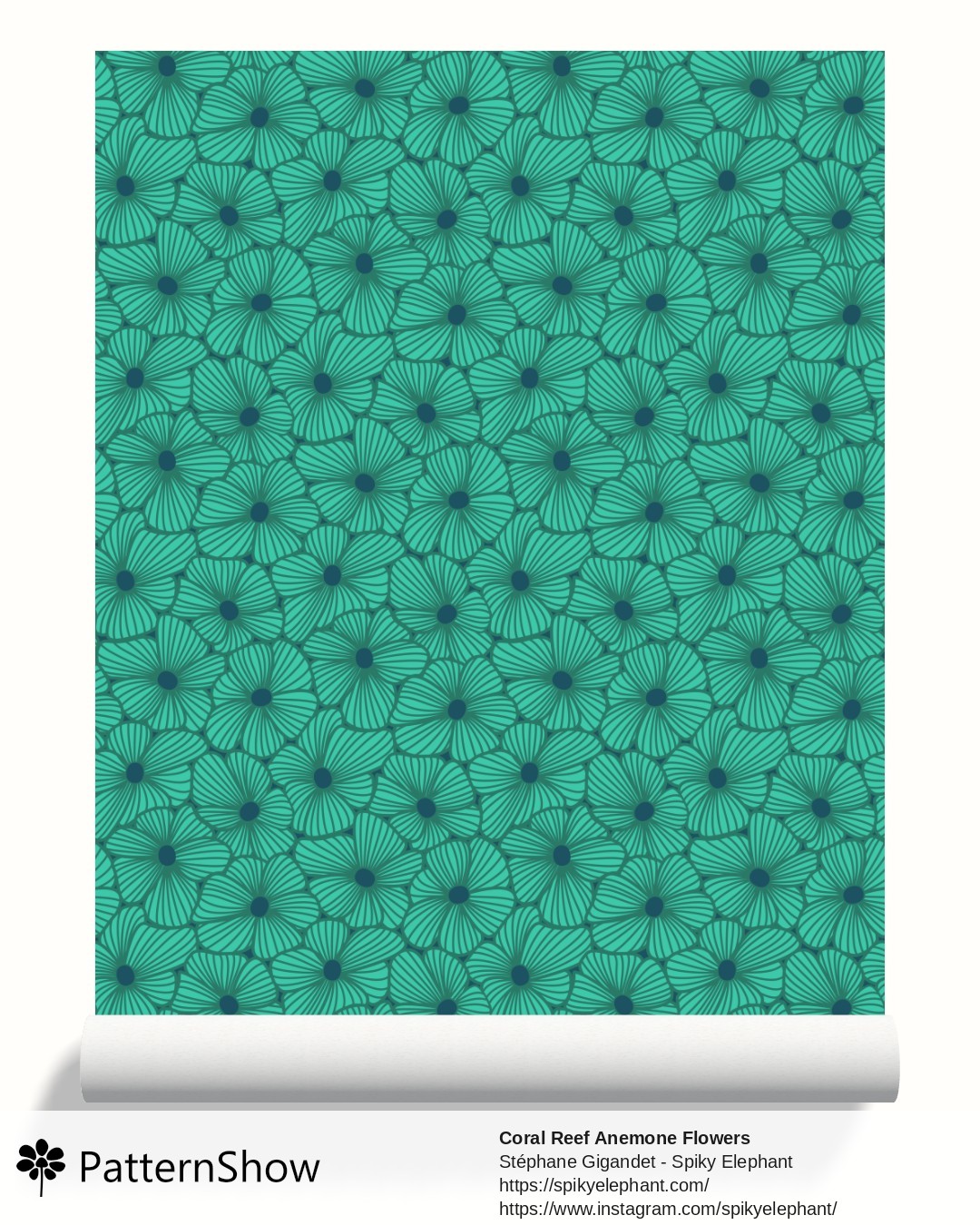 Coral Reef Anemone Flowers wallpaper - Eucalyptus Green, Emerald, Blue