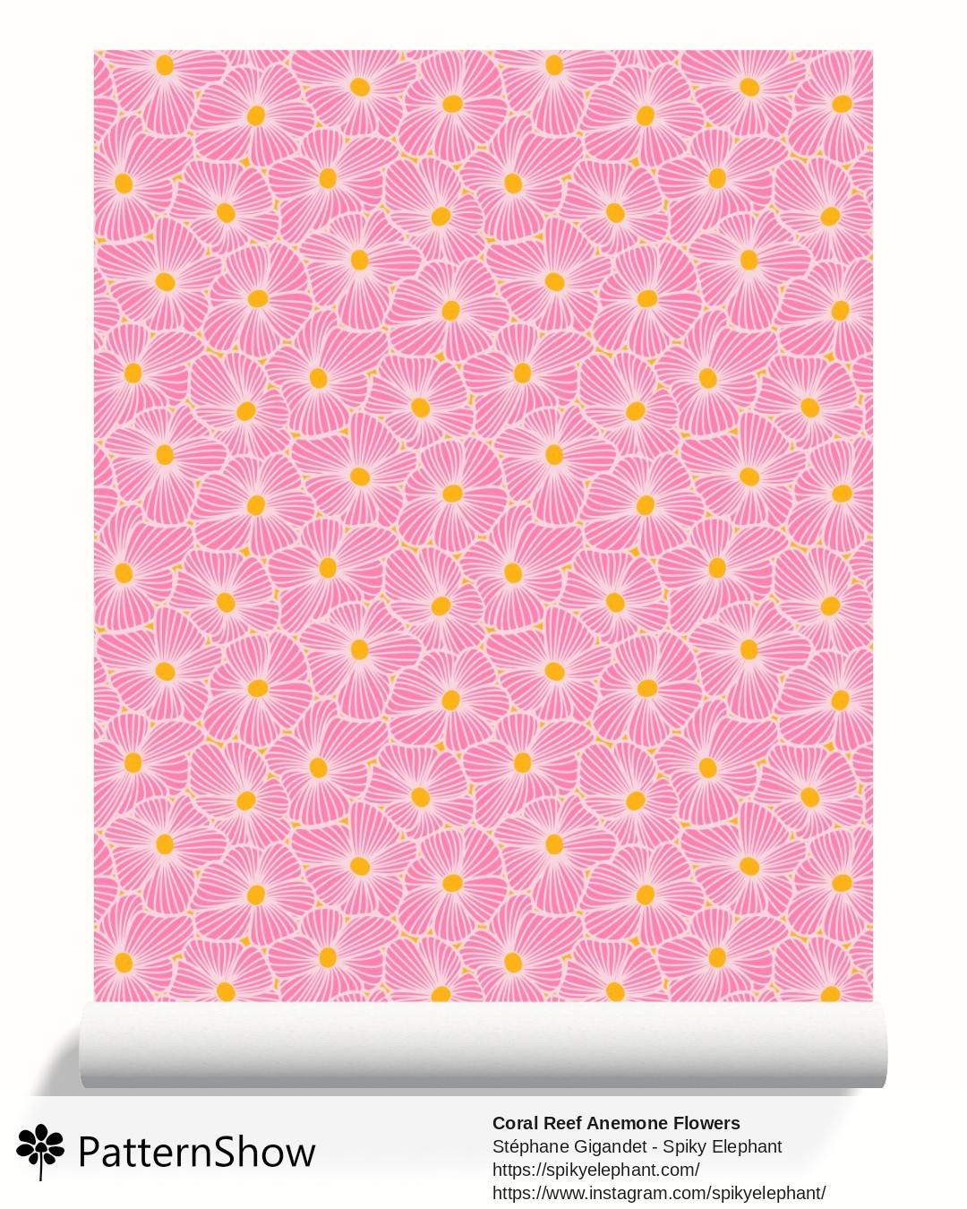 Coral Reef Anemone Flowers wallpaper - Pink and Sunny Yellow