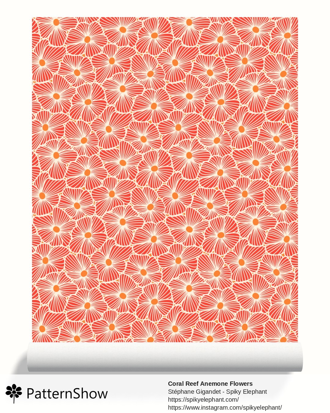 Coral Reef Anemone Flowers wallpaper - Red Orange Peach Cream