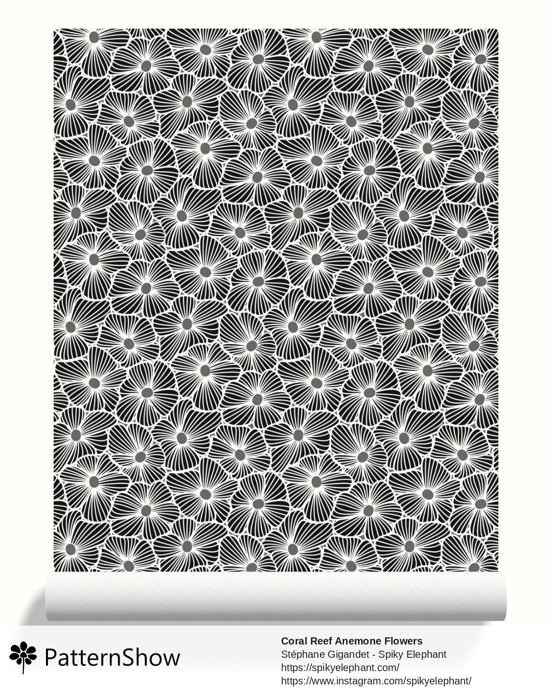 Coral Reef Anemone Flowers wallpaper - White on Black