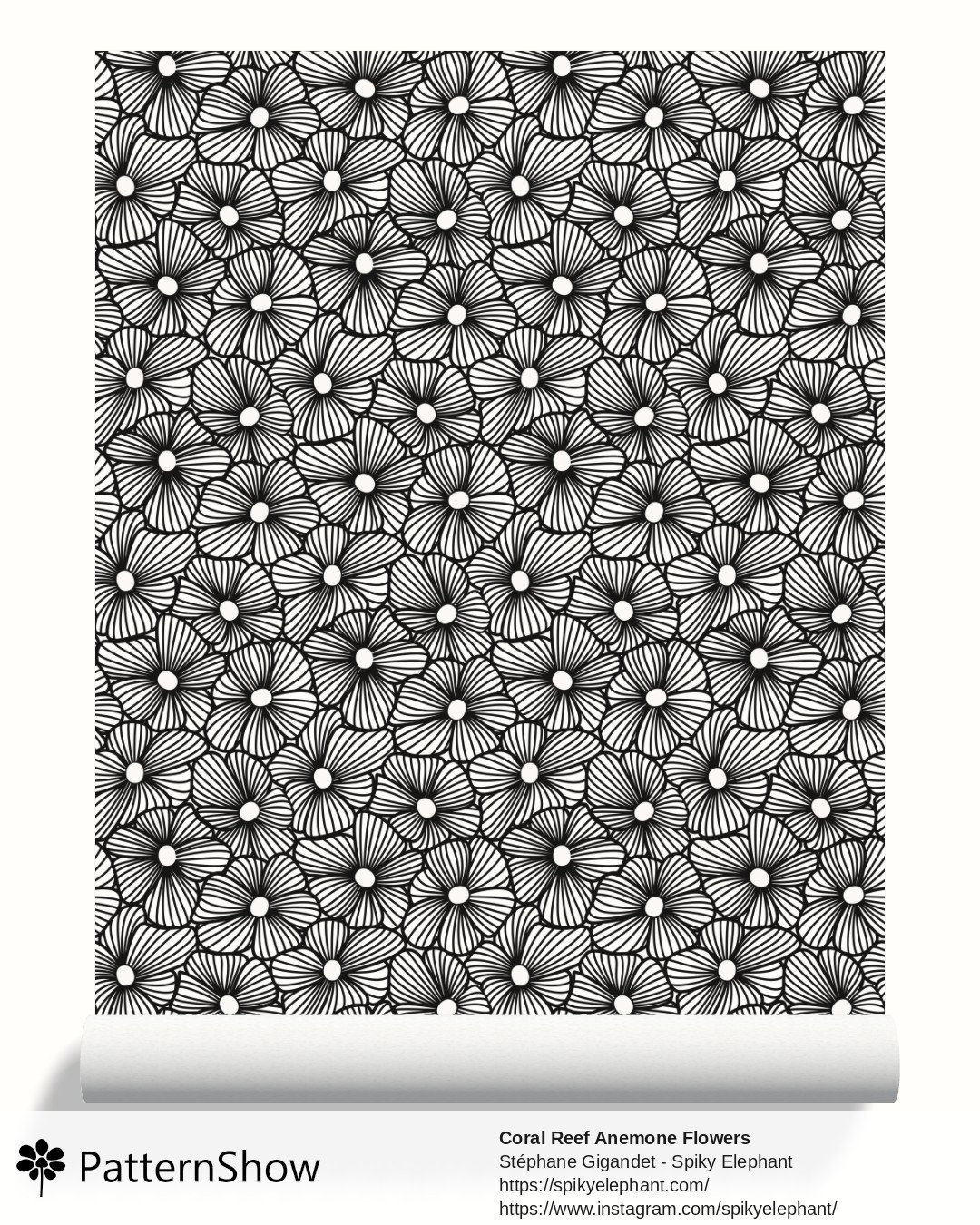 Coral Reef Anemone Flowers wallpaper - Black on White