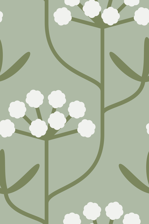 Cottagecore Garden Sage Green White