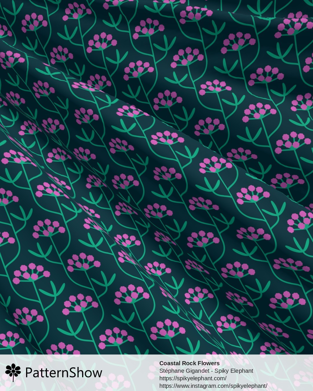 Coastal Rock Flowers - Dark Teal Peacock Blue Aqua Mint Green Light Pink