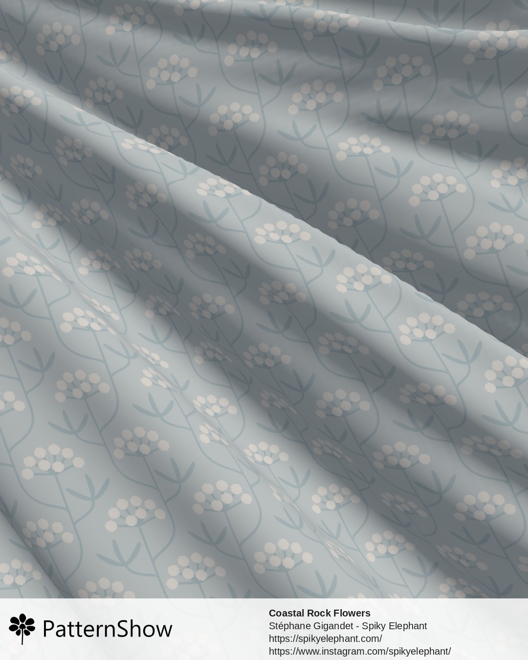 Coastal Rock Flowers - Soft Subtle Blue Grey Tones Muted Dusty Blue White