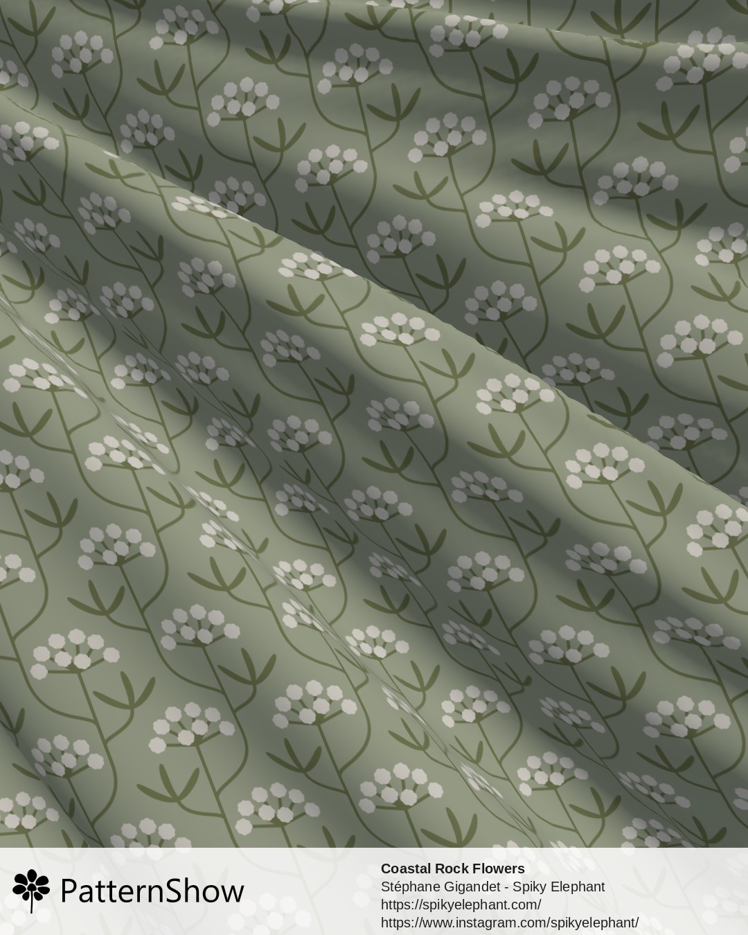 Coastal Rock Flowers - Cottagecore Garden Sage Green White