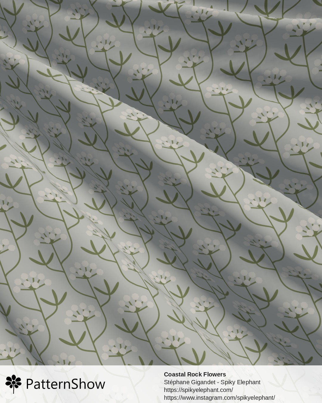Coastal Rock Flowers - French Country Light Grey Blue White Sage Green