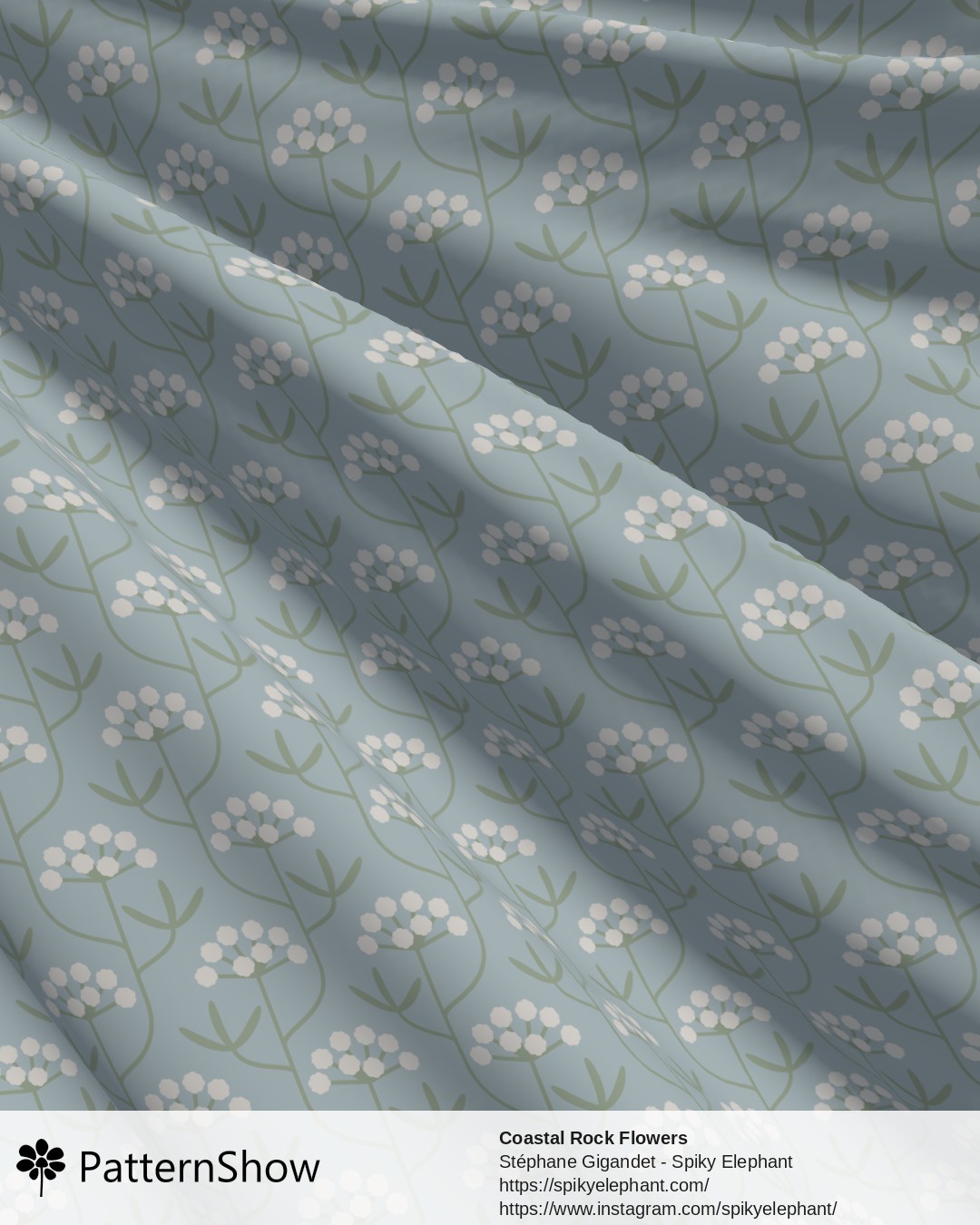 Coastal Rock Flowers - Light Dusty Blue Grey Muted Sage Green White