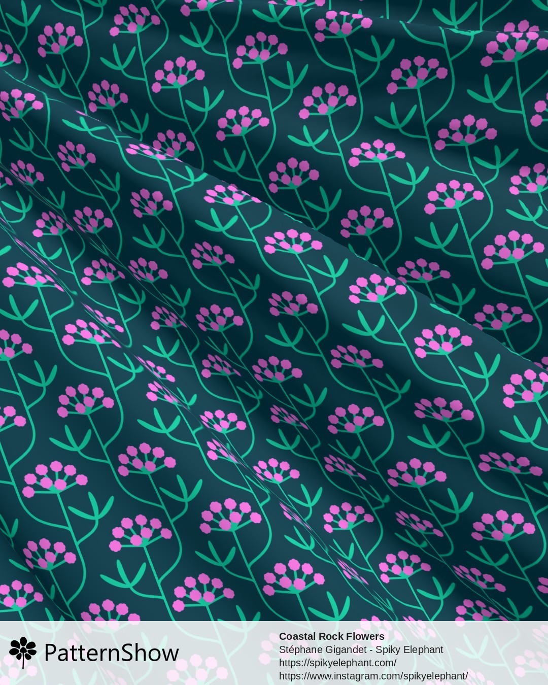 Coastal Rock Flowers - Dark Teal Peacock Blue Aqua Mint Green Light Pink