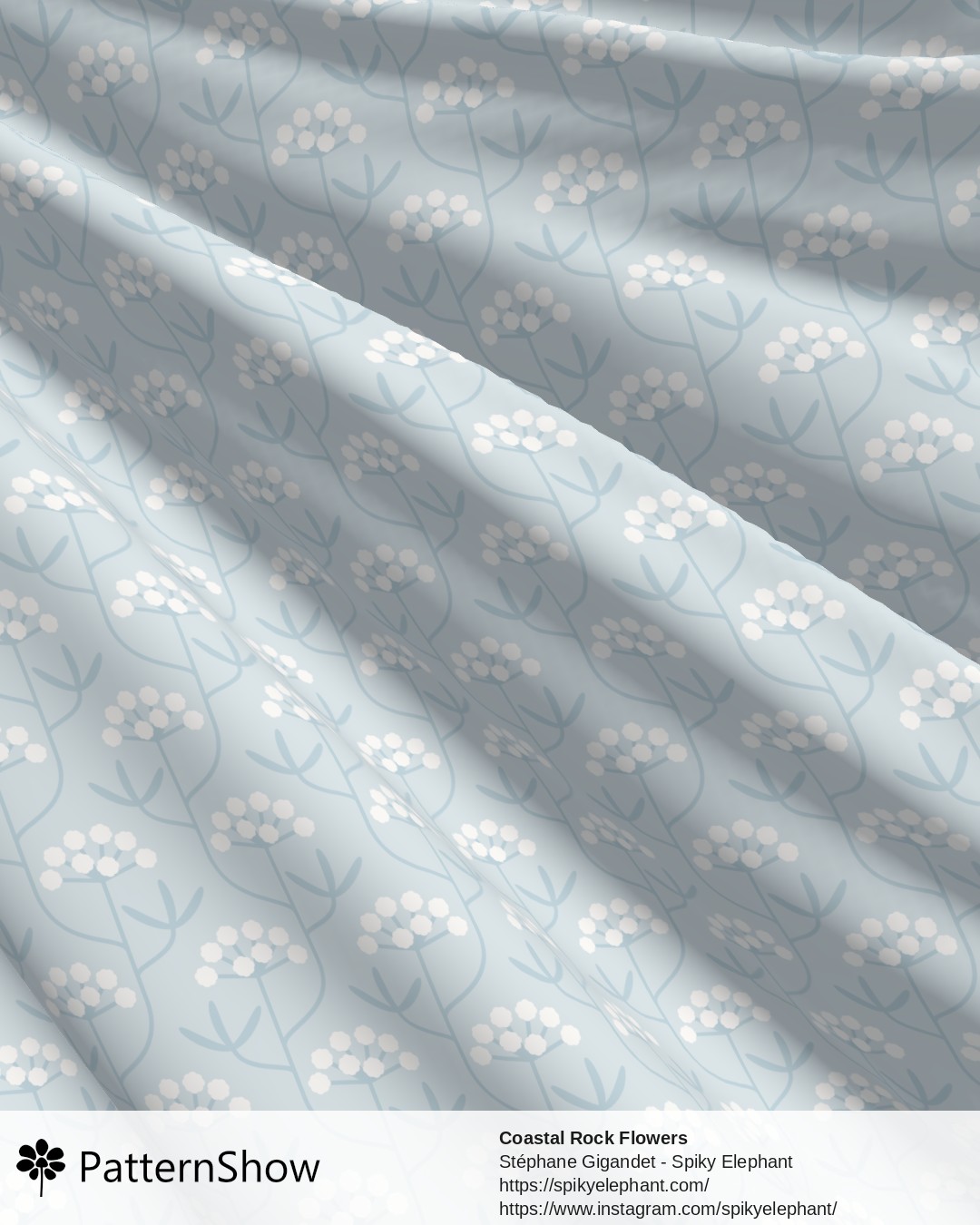Coastal Rock Flowers - Soft Subtle Blue Grey Tones Muted Dusty Blue White