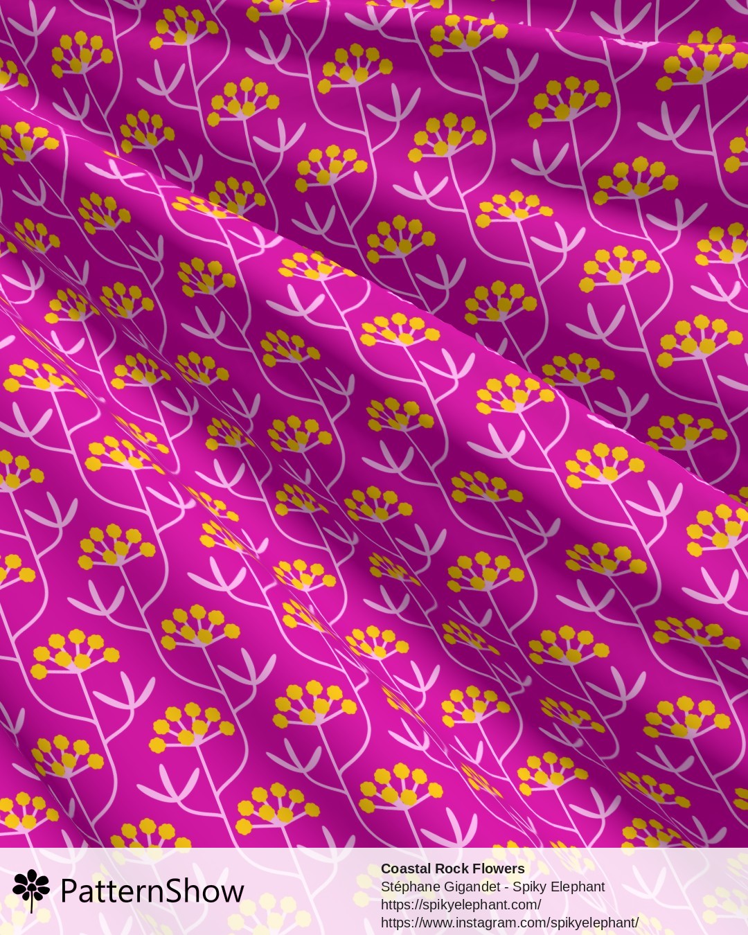 Coastal Rock Flowers - Vibrant Dopamine Magenta Hot Pink Golden Yellow