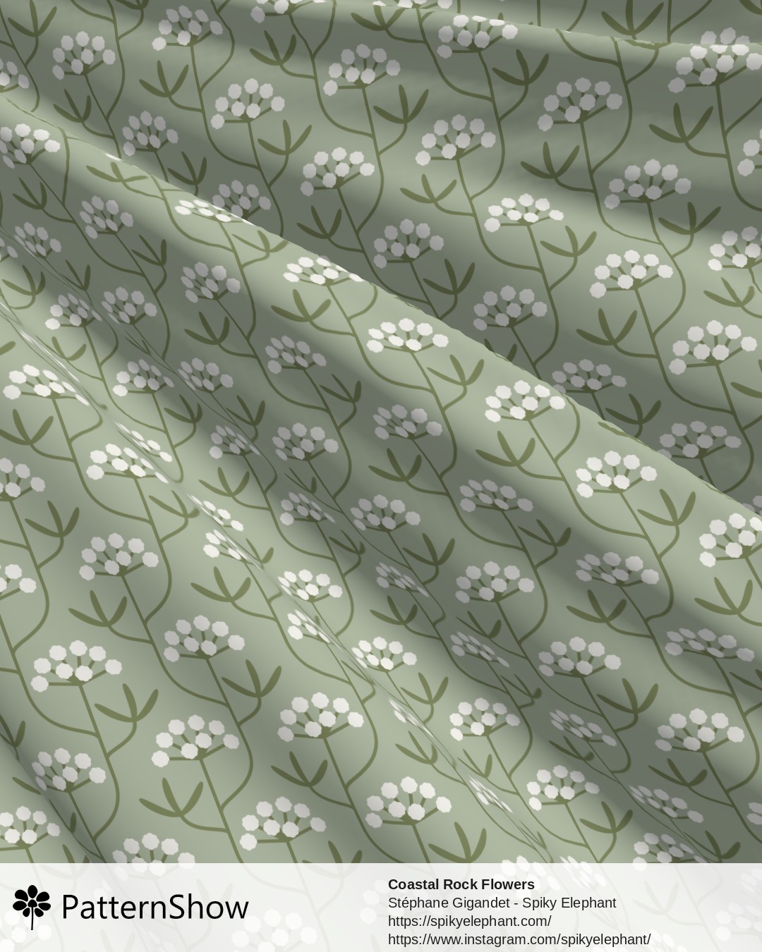 Coastal Rock Flowers - Cottagecore Garden Sage Green White