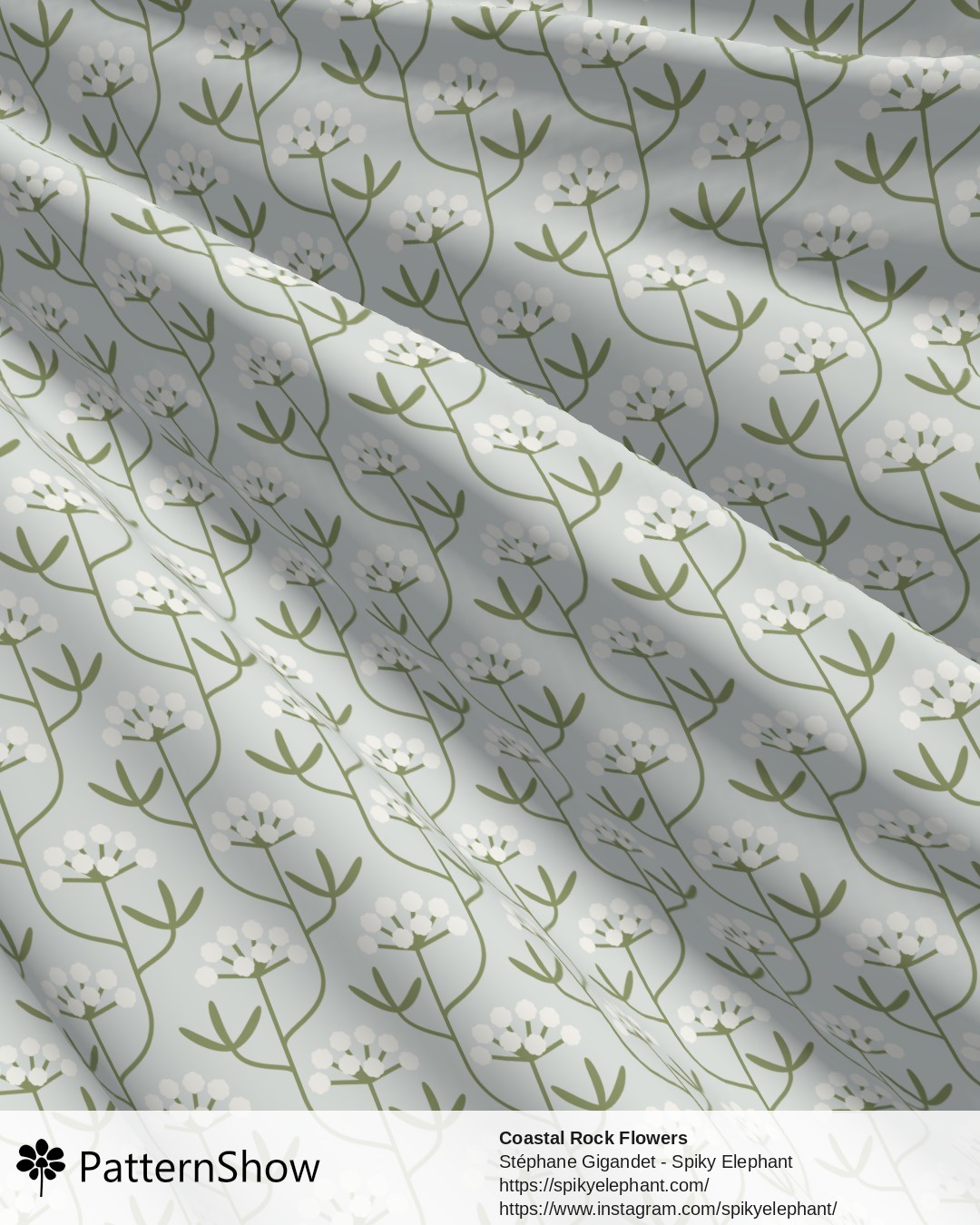 Coastal Rock Flowers - French Country Light Grey Blue White Sage Green