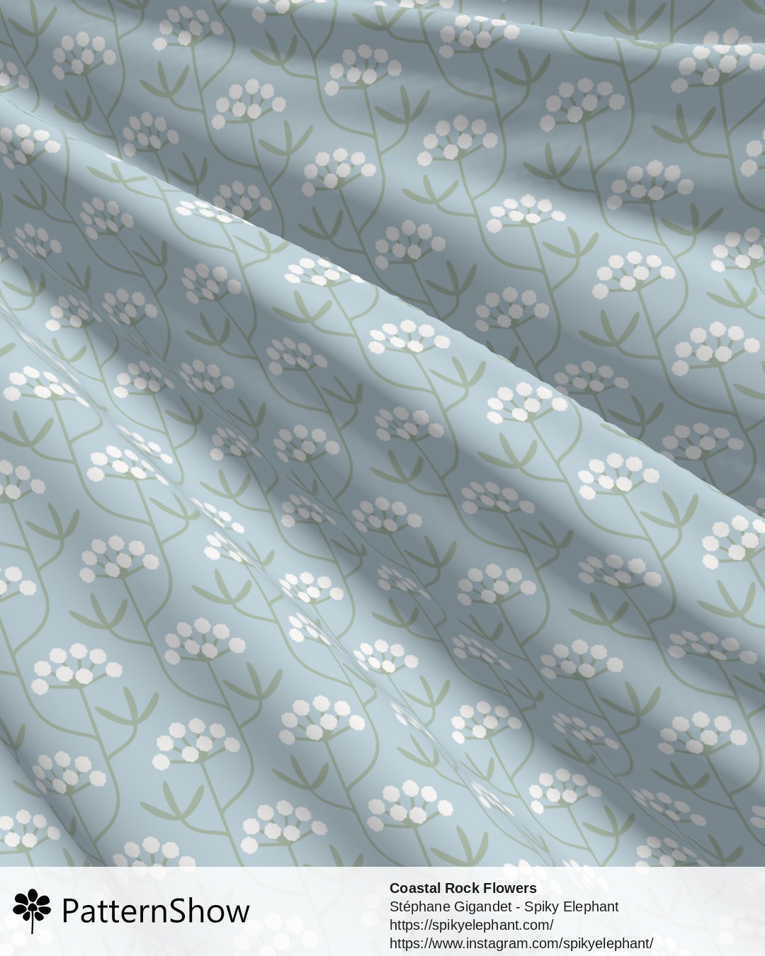 Coastal Rock Flowers - Light Dusty Blue Grey Muted Sage Green White