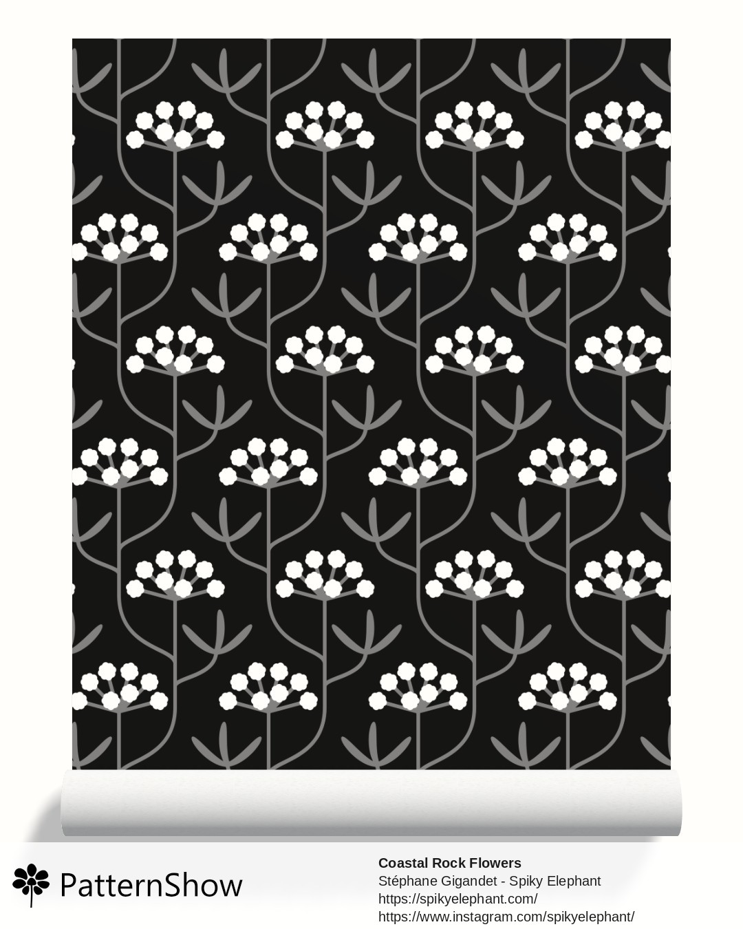 Coastal Rock Flowers wallpaper - coastal-rock-flowers.black-white-grey.3600x5400