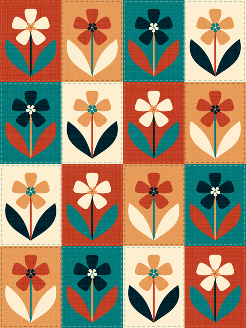 Teal Turquoise Rust Orange