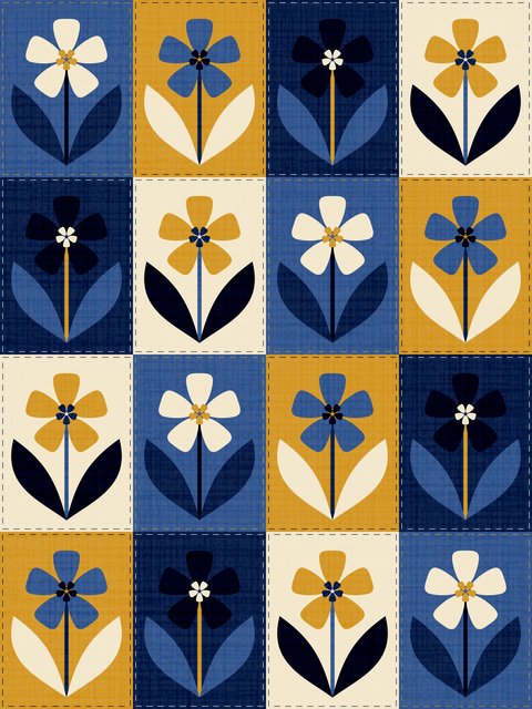 Navy Blue Ochre Mustard