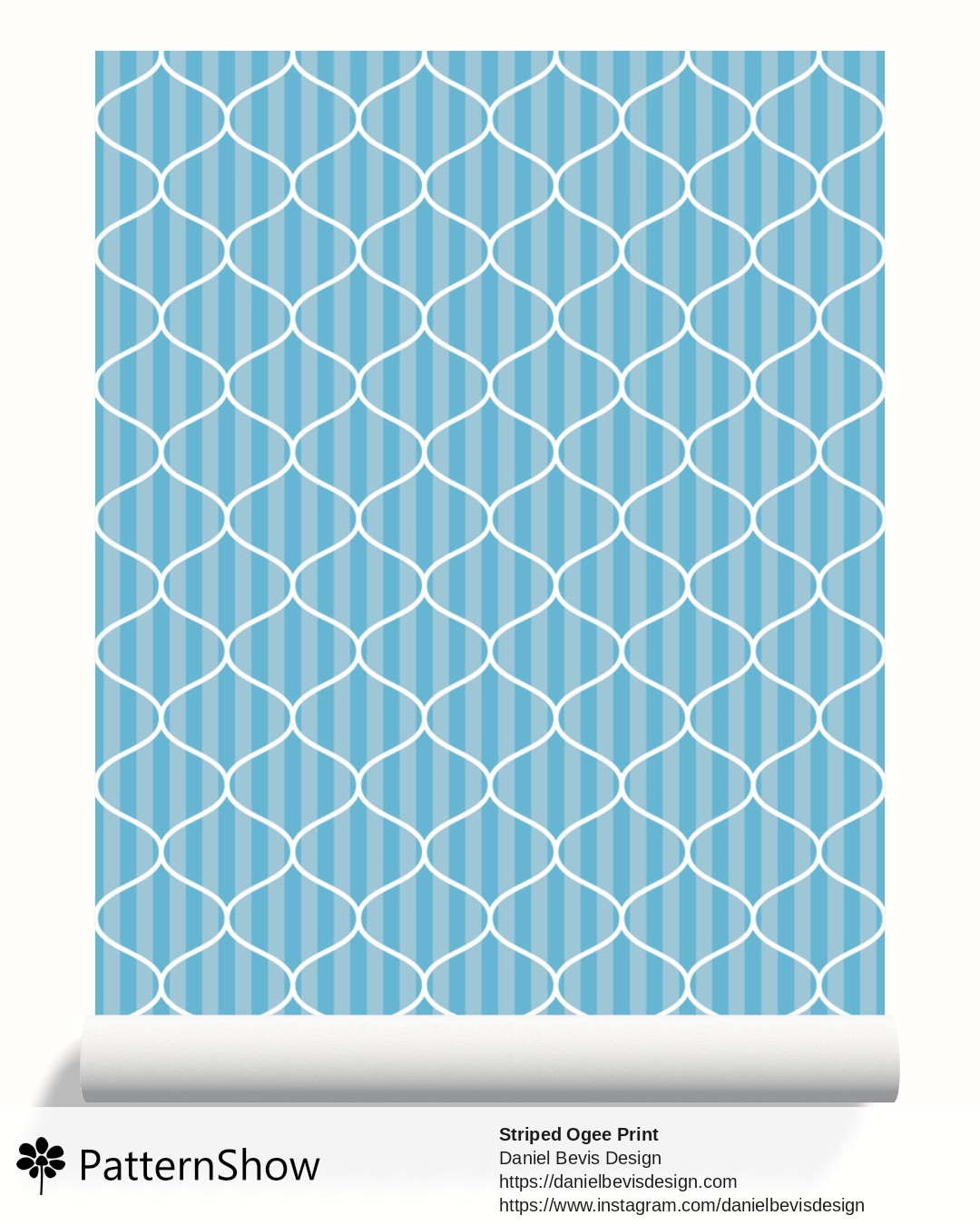 Striped Ogee Print wallpaper - Island Sky Blue
