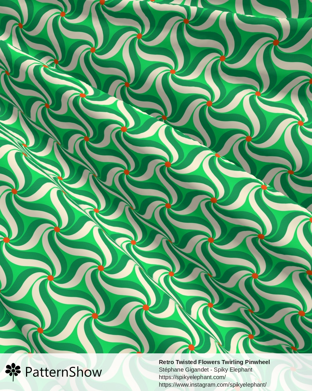Retro Twisted Flowers Twirling Pinwheel - Funky Green Yellow Cream Orange