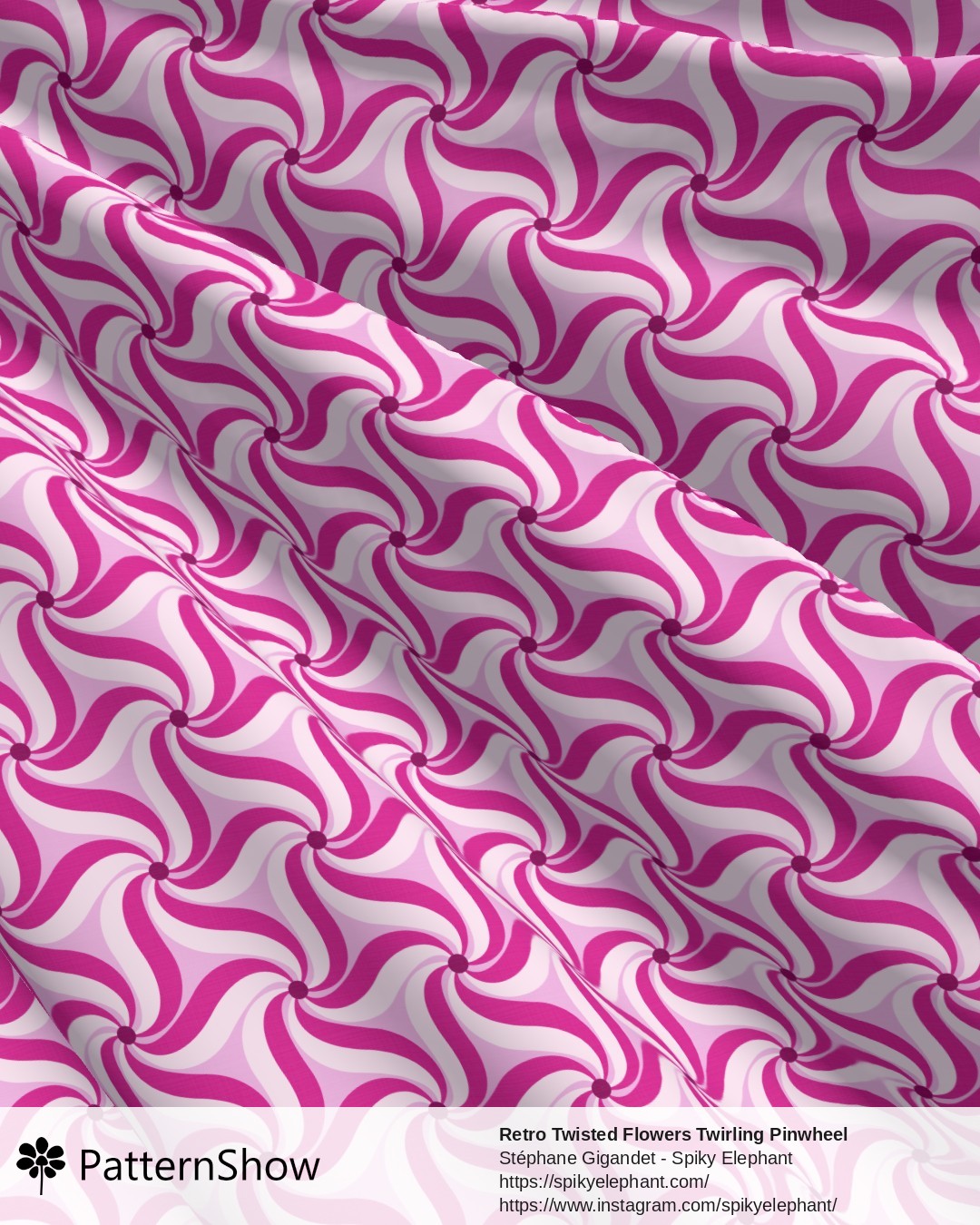 Retro Twisted Flowers Twirling Pinwheel - Purple Orchid Girly Pink Cream