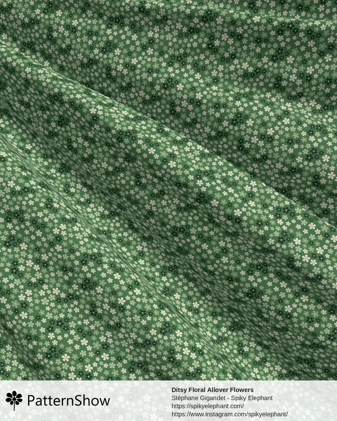 Ditsy Floral Allover Flowers - Forest Sage Green Cream