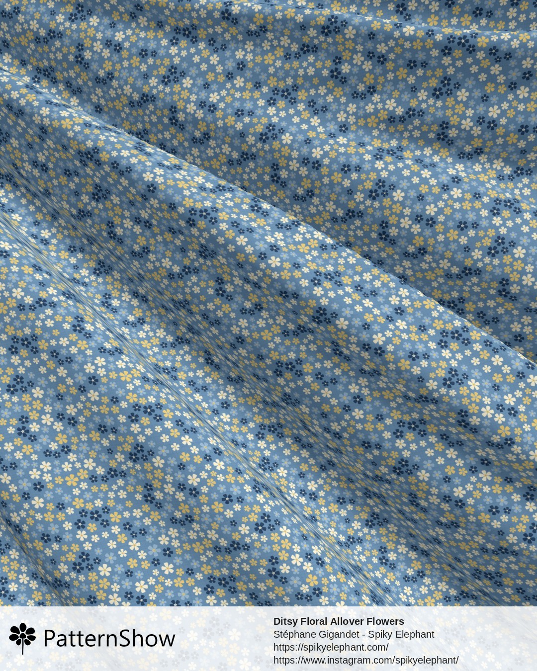 Ditsy Floral Allover Flowers - Light Blue Butter Yellow