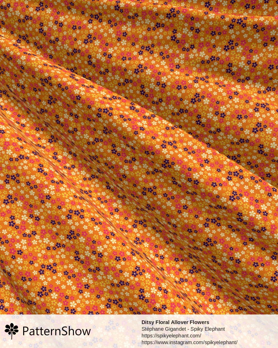 Ditsy Floral Allover Flowers - Magenta Pink Purple Yellow Orange