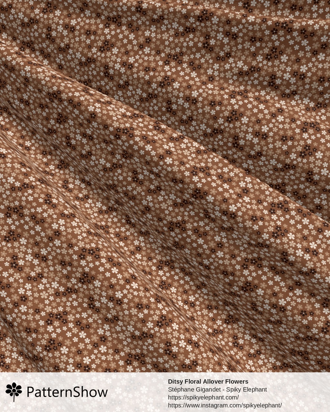 Ditsy Floral Allover Flowers - Taupe Beige Brown Tan Cream
