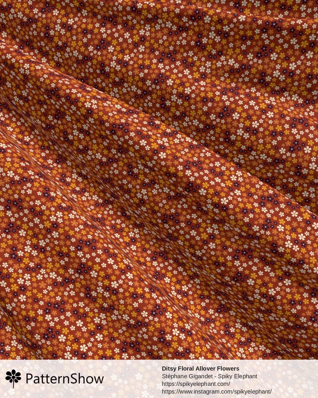 Ditsy Floral Allover Flowers - Gold Purple Orange